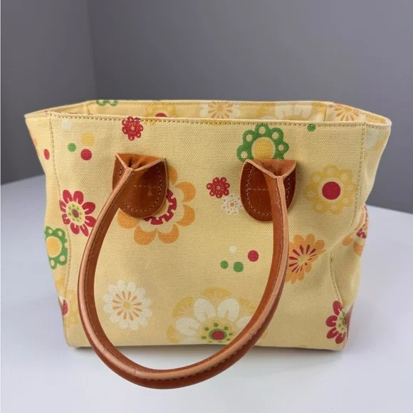 J.Jill Floral Canvas Bucket Tote Bag with Tan Handles - Picture 4 of 16